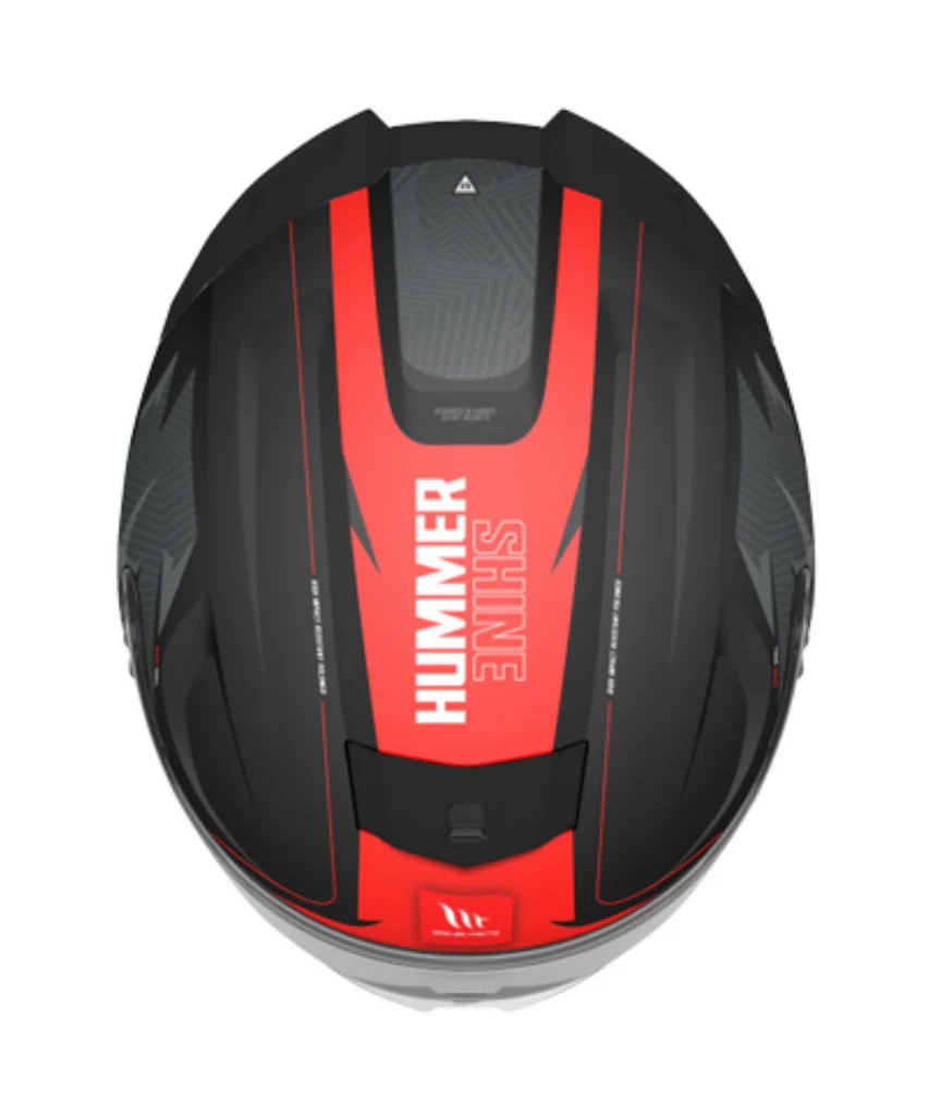 Hummer Shine B5 - Motorcycle Riding Helmet (Gloss Black/Red) - Image 2