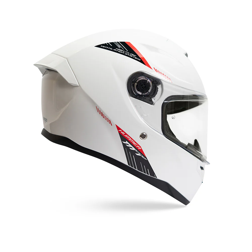Hummer Solid A0 - Motorcycle Riding Helmet (Gloss White) - Image 2