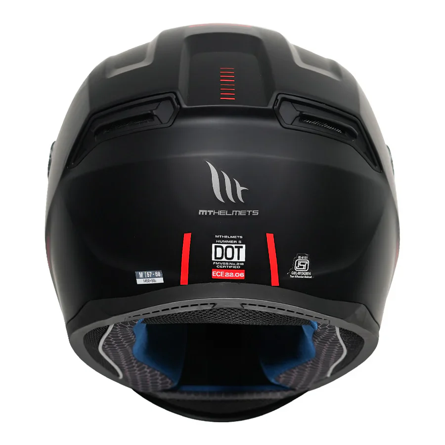 Hummer Solid A1 - Motorcycle Riding Helmet (Matt Black/Red) - Image 3