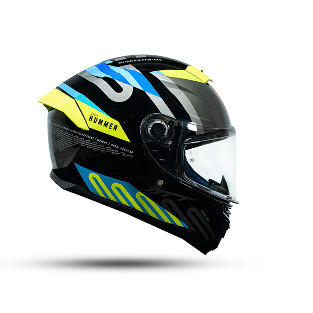 Hummer Tubex B3 - Motorcycle Riding Helmet (Black/Blue/Yellow) - Image 2