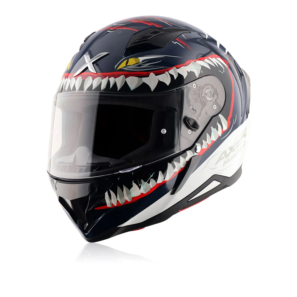 Hunter Shark - Motorcycle Riding Helmet (Blue/White)