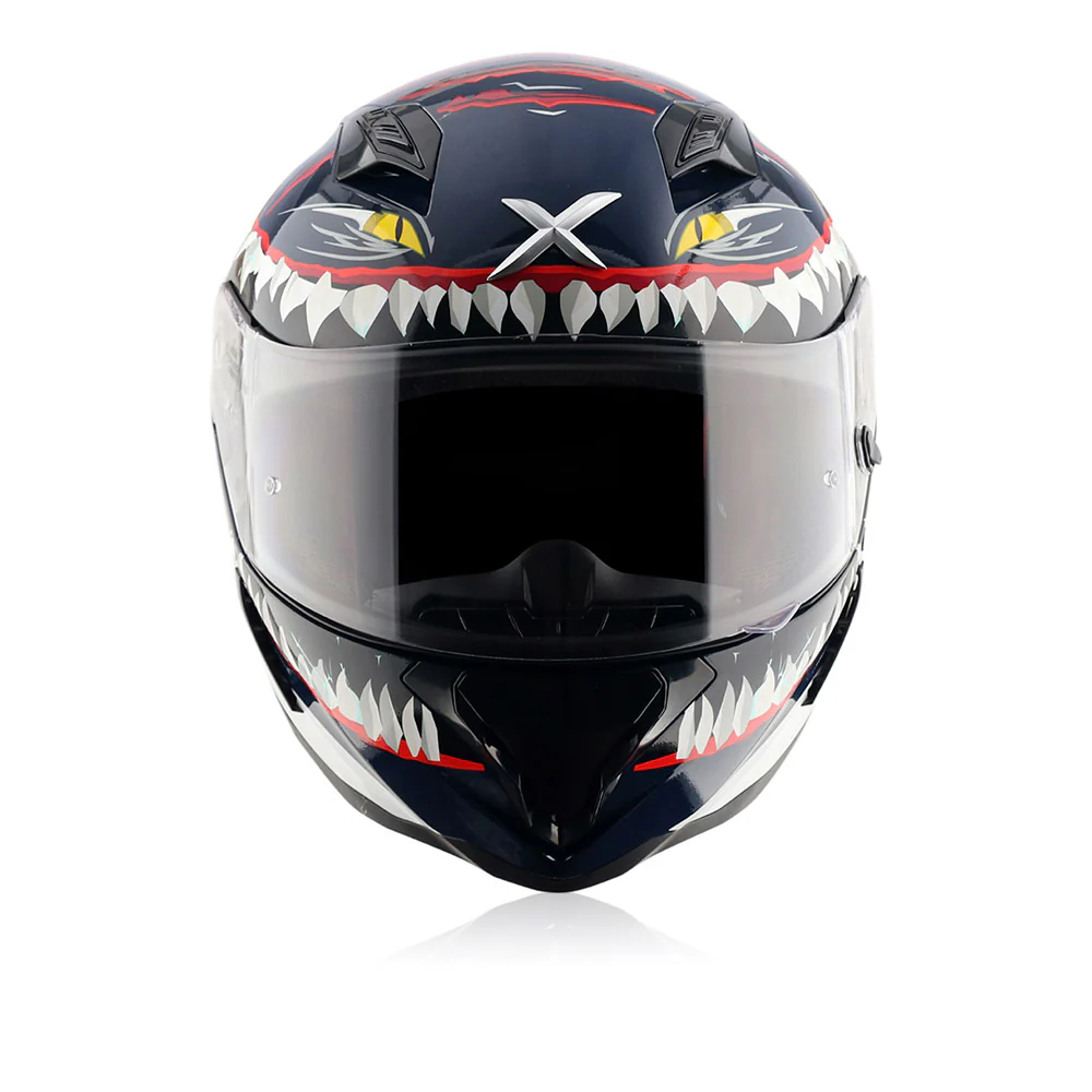 Hunter Shark - Motorcycle Riding Helmet (Blue/White) - Image 4
