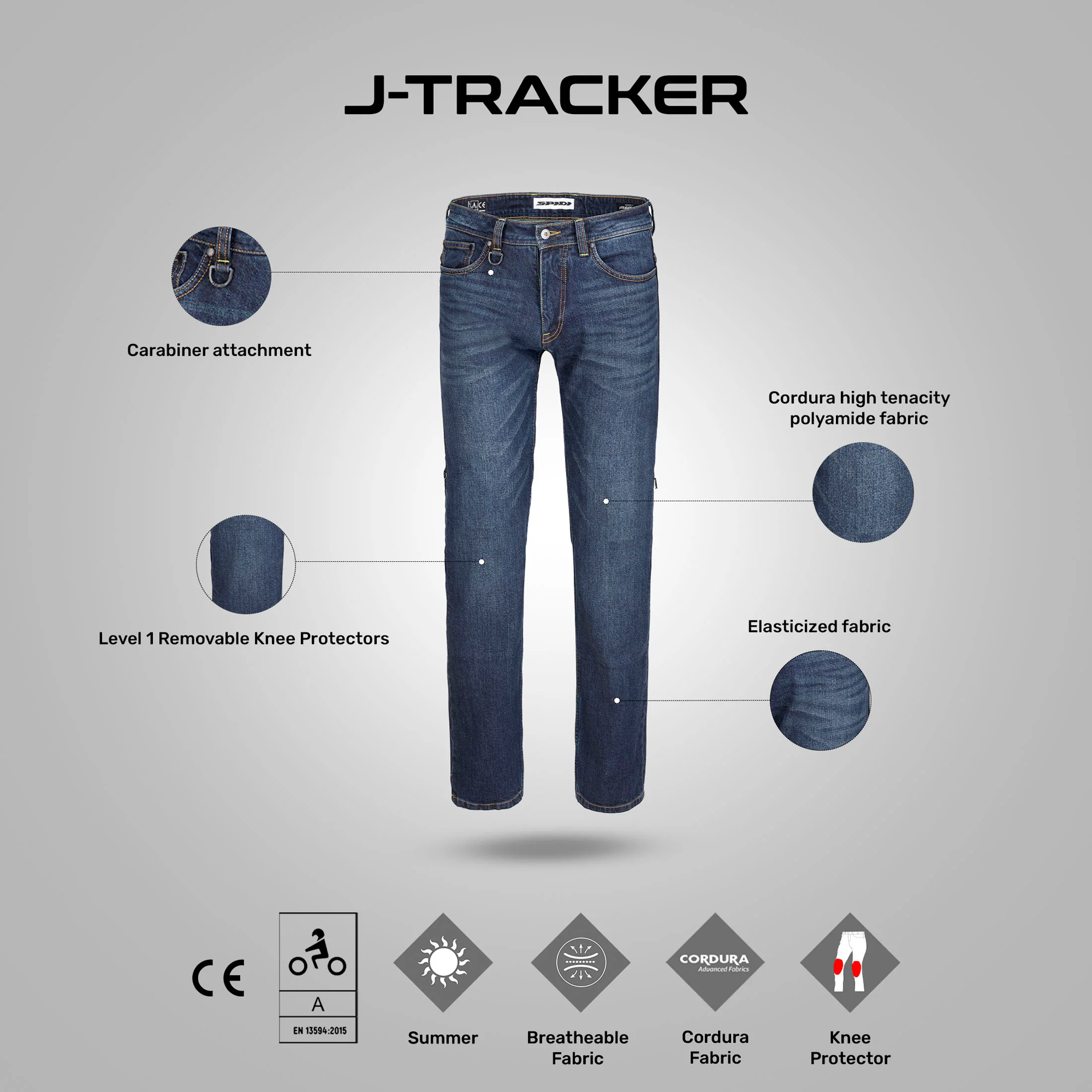 J-Tracker - Motorcycle Riding Jeans (Dark Blue) - Image 5