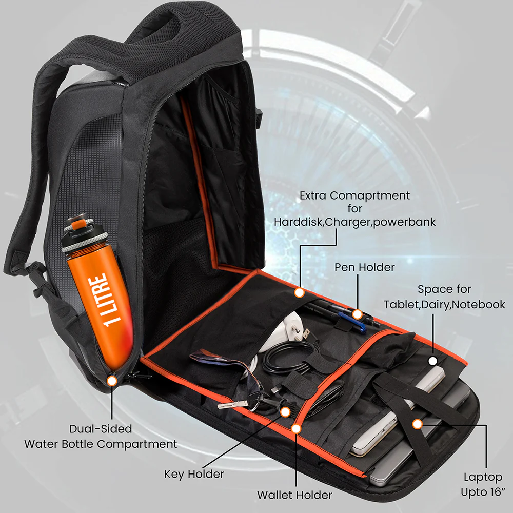 Night Wing Mark-1 - 25L Motocycle Backpack (Black) - Image 9