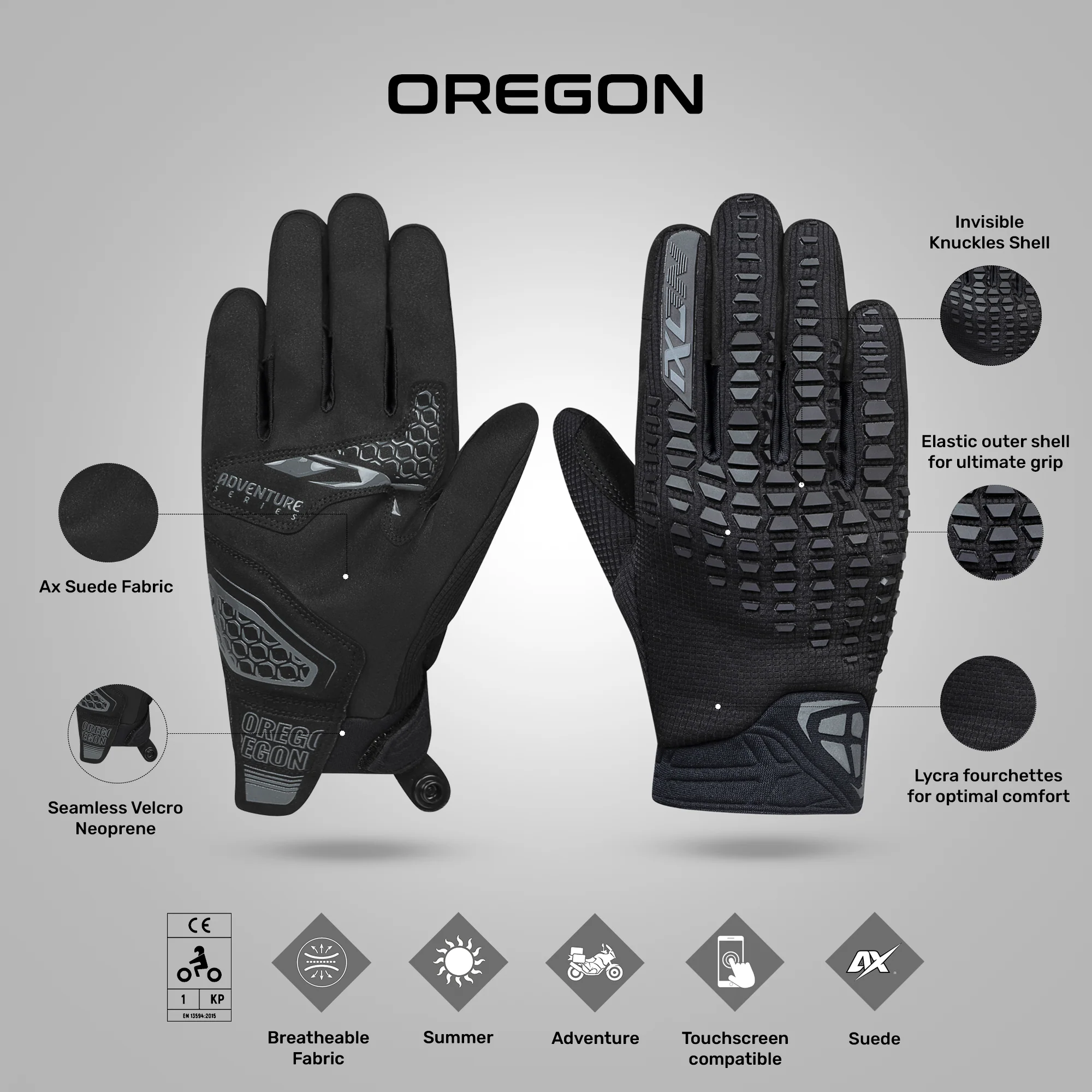 Oregon - Ultra Light Adventure Touring Gloves - Image 3