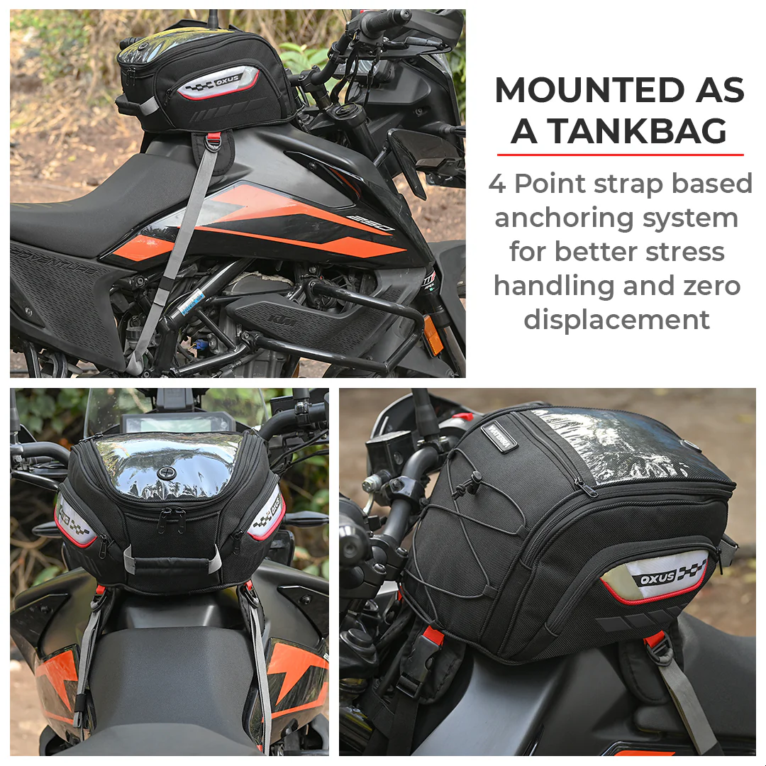 Oxus - 13L - Magnetic Tank Bag with Rain Cover (Black) - Image 18