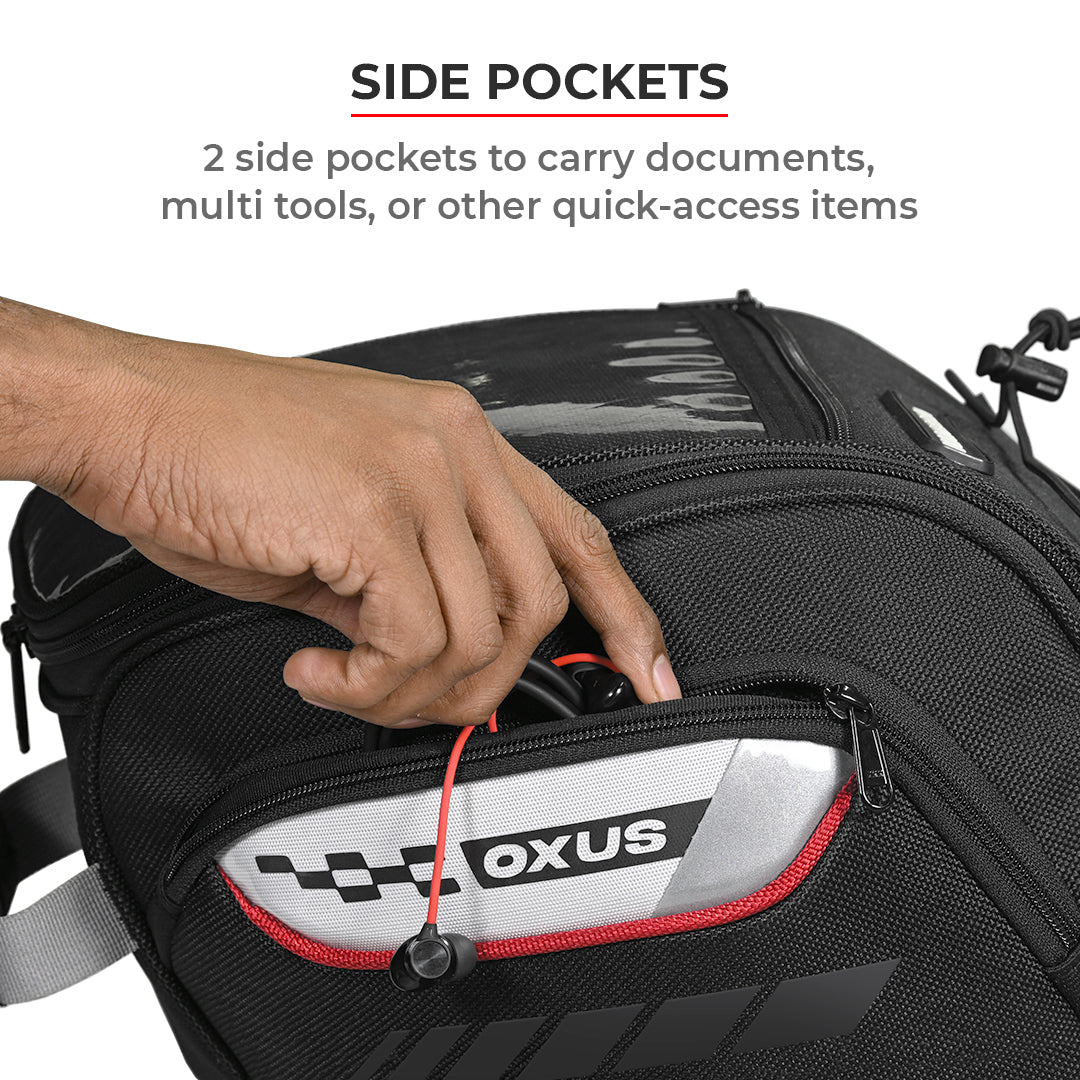 Oxus - 13L - Magnetic Tank Bag with Rain Cover (Black) - Image 5