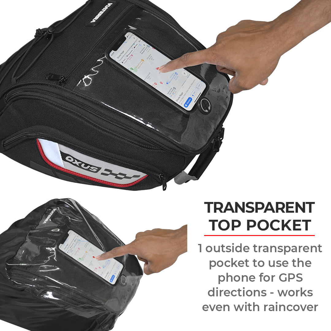 Oxus - 13L - Magnetic Tank Bag with Rain Cover (Black) - Image 6