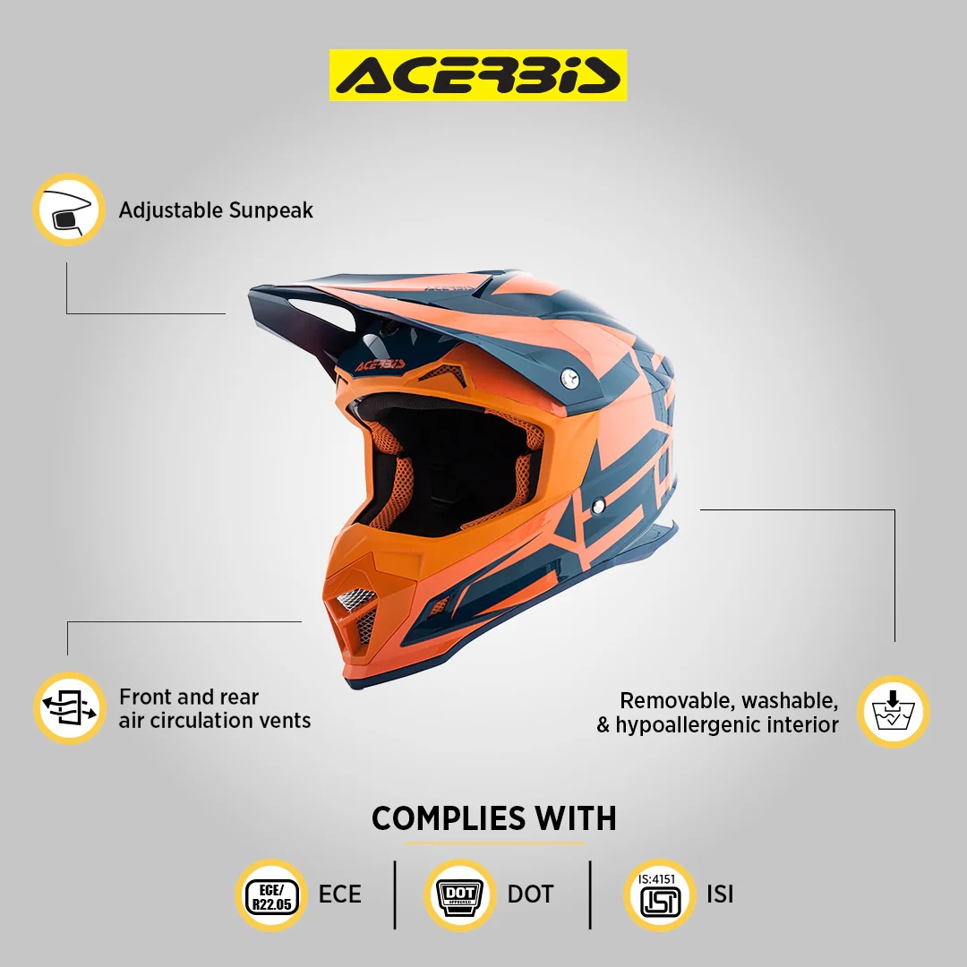 Profile 4 - Motocross Riding Helmet (Blue/Orange) - Image 4