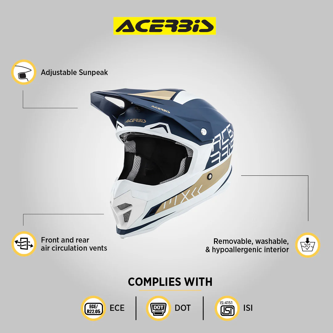 Profile 4 - Motocross Riding Helmet (White/Blue) - Image 4