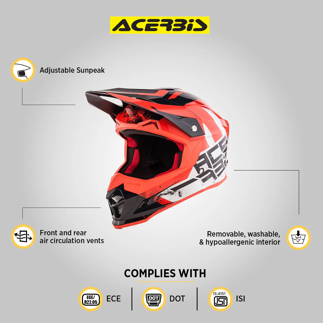 Profile 4 - Motocross Riding Helmet (White/Red) - Image 7