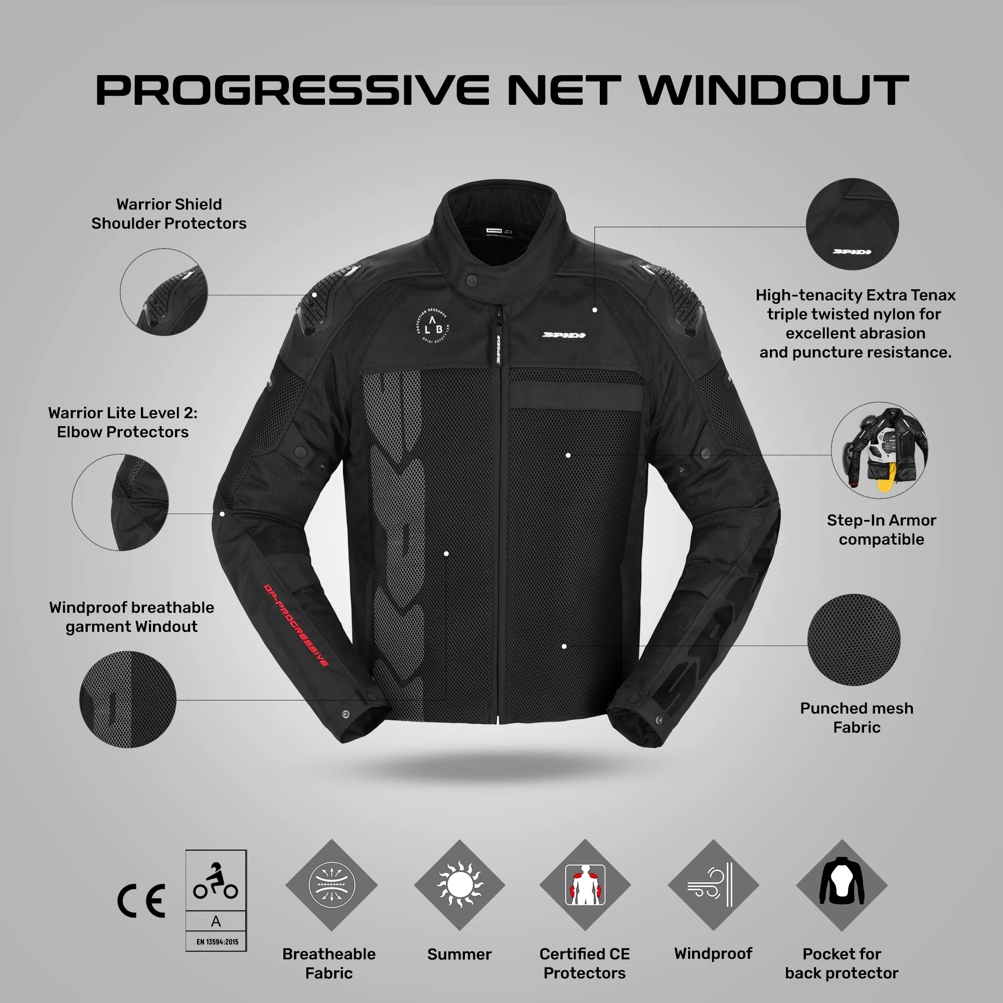 Progressive Net Windout - Summer Touring Jacket (Black) - Image 3