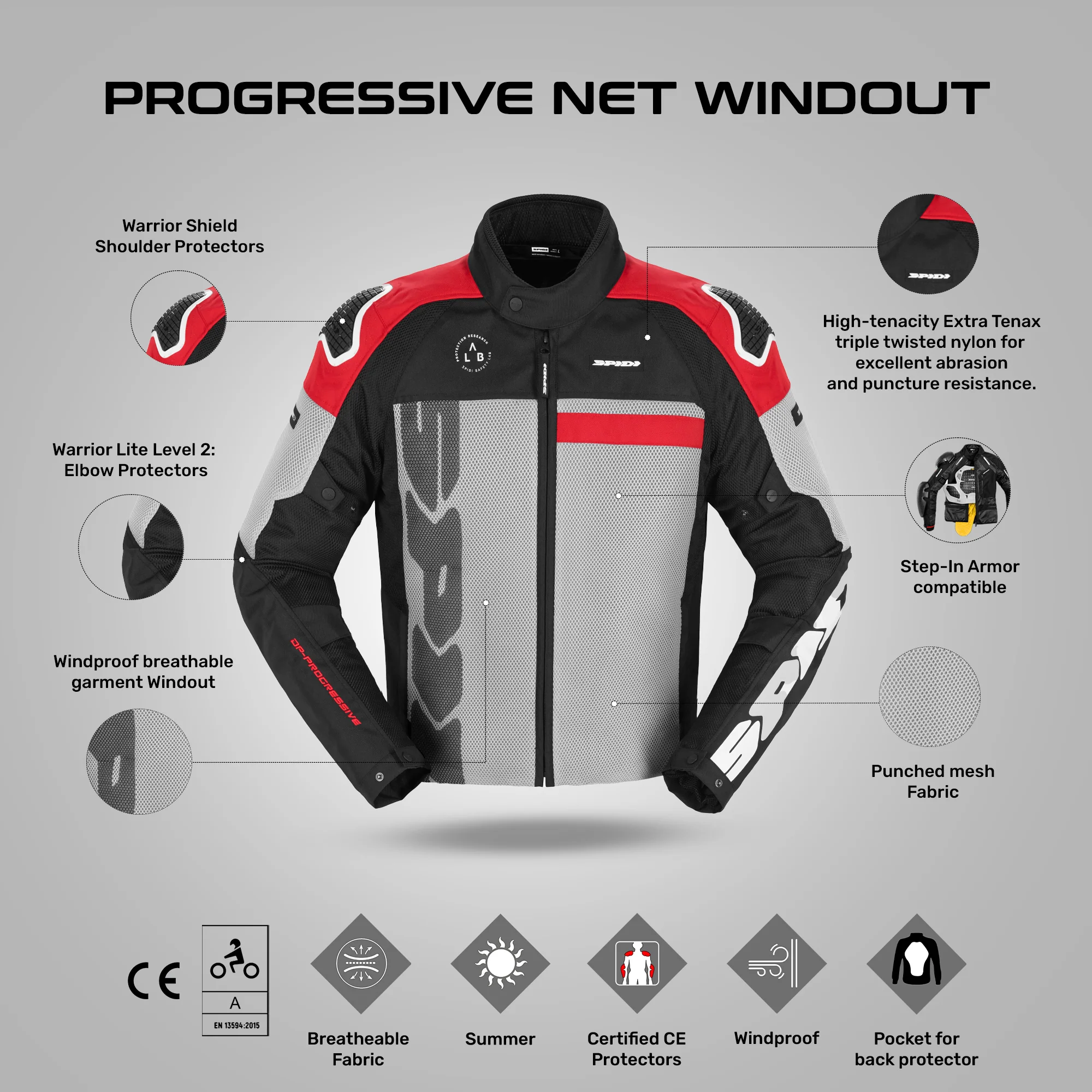 Progressive Net Windout - Summer Touring Jacket (Red) - Image 6