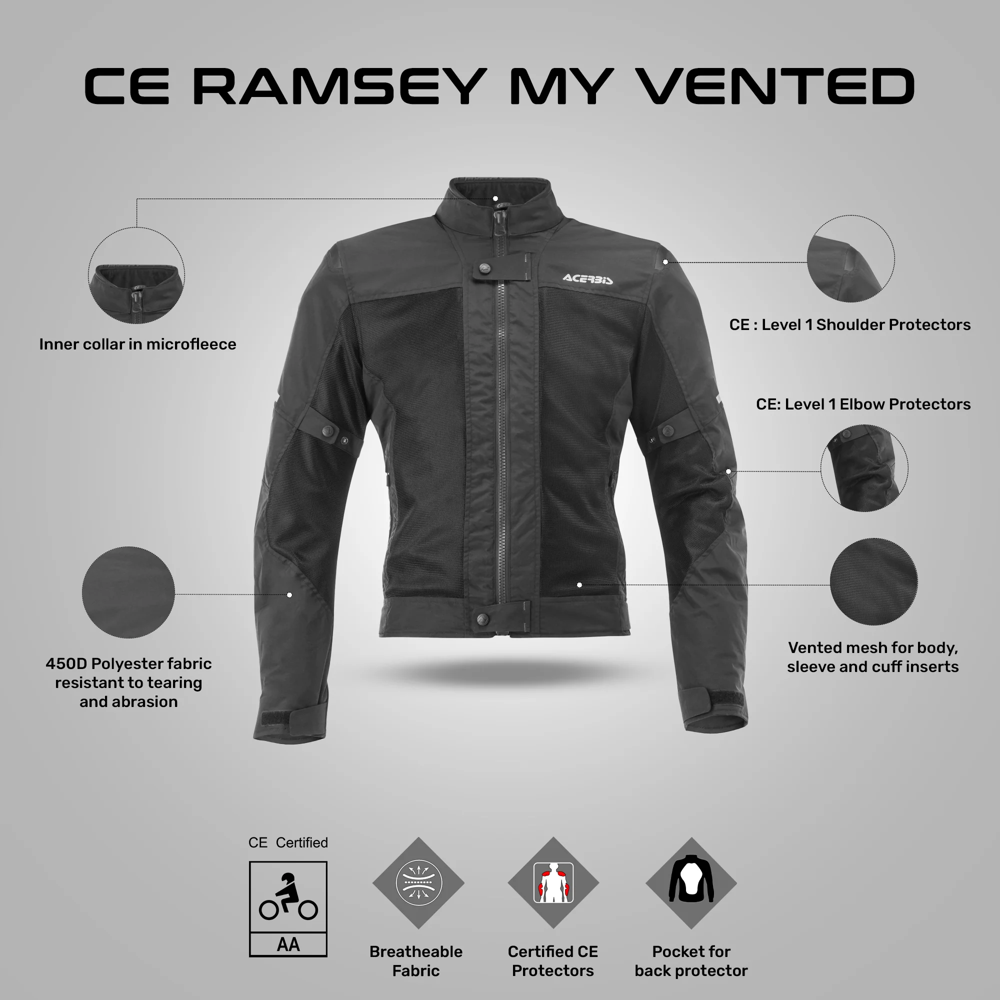 Ramsey My Vented - Sport Touring Jacket (Black) - Image 4