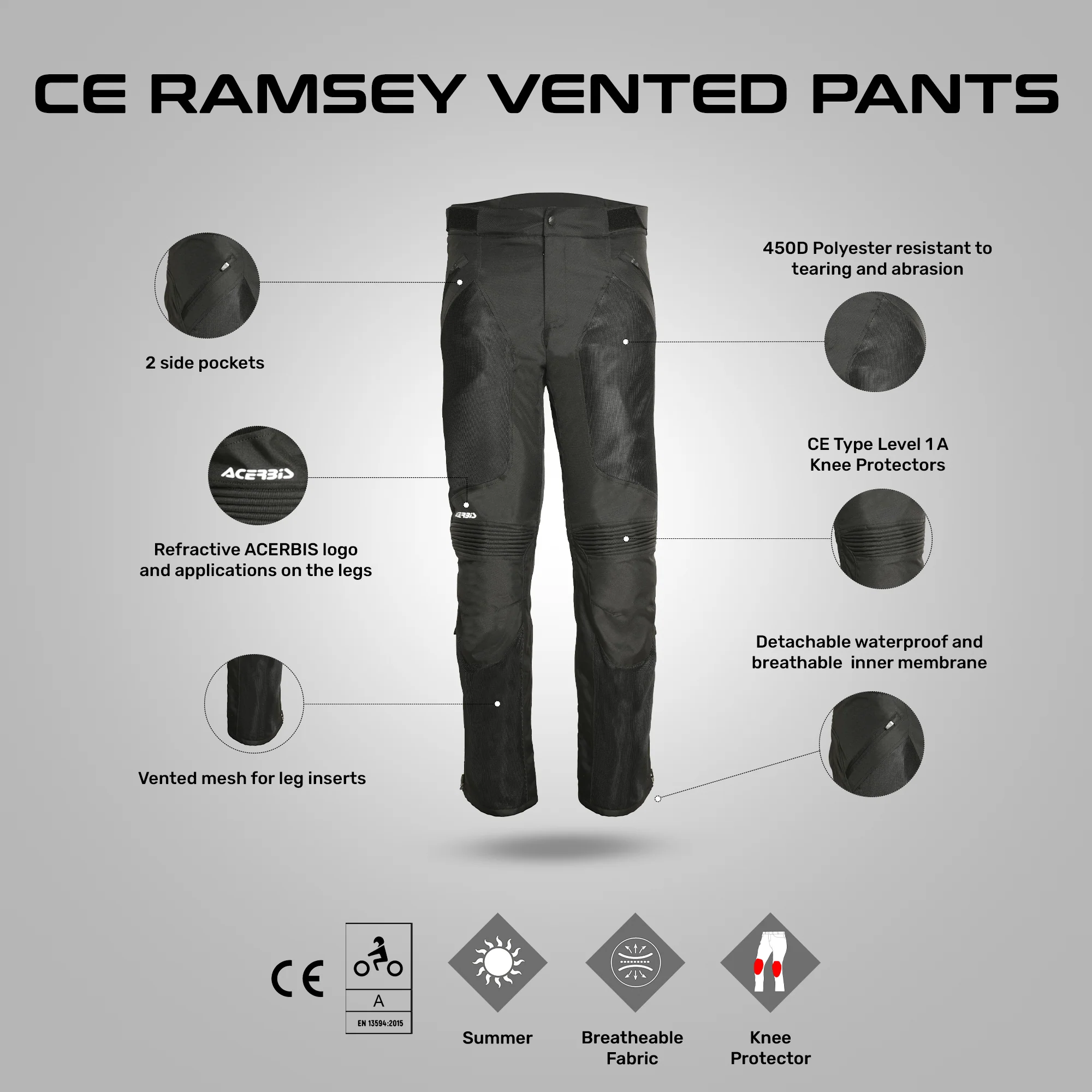 Ramsey Vented - Summer Adventure Touring Pants with Membrane (Black) - Image 4