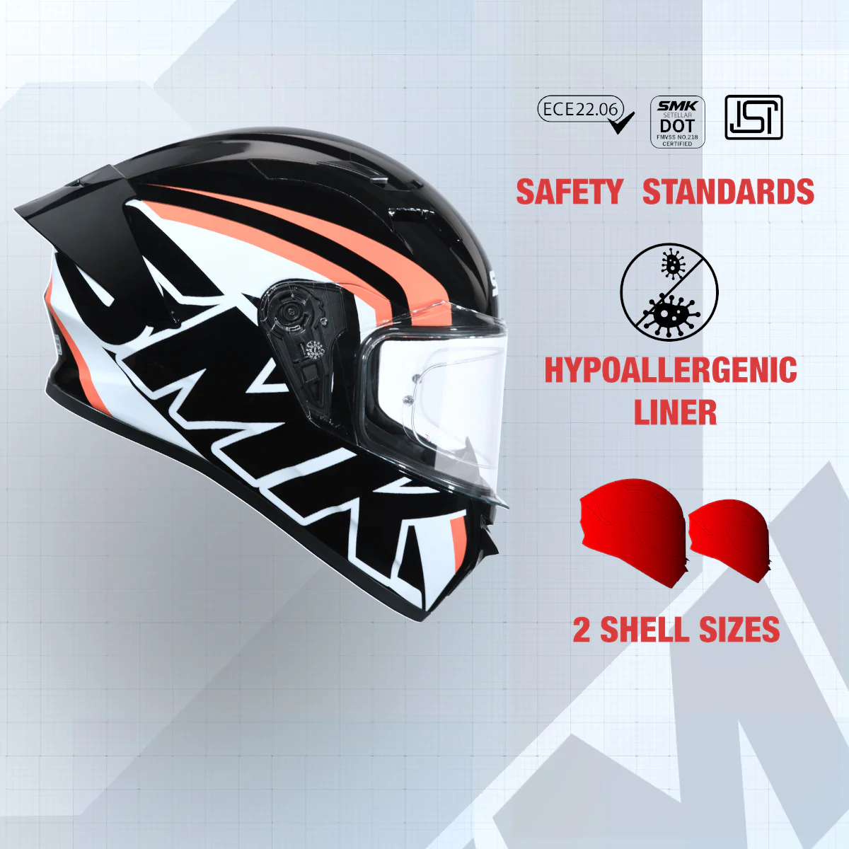 Stellar Stage MA217 - Motorcycle Riding Helmet (Matt Black) - Image 5