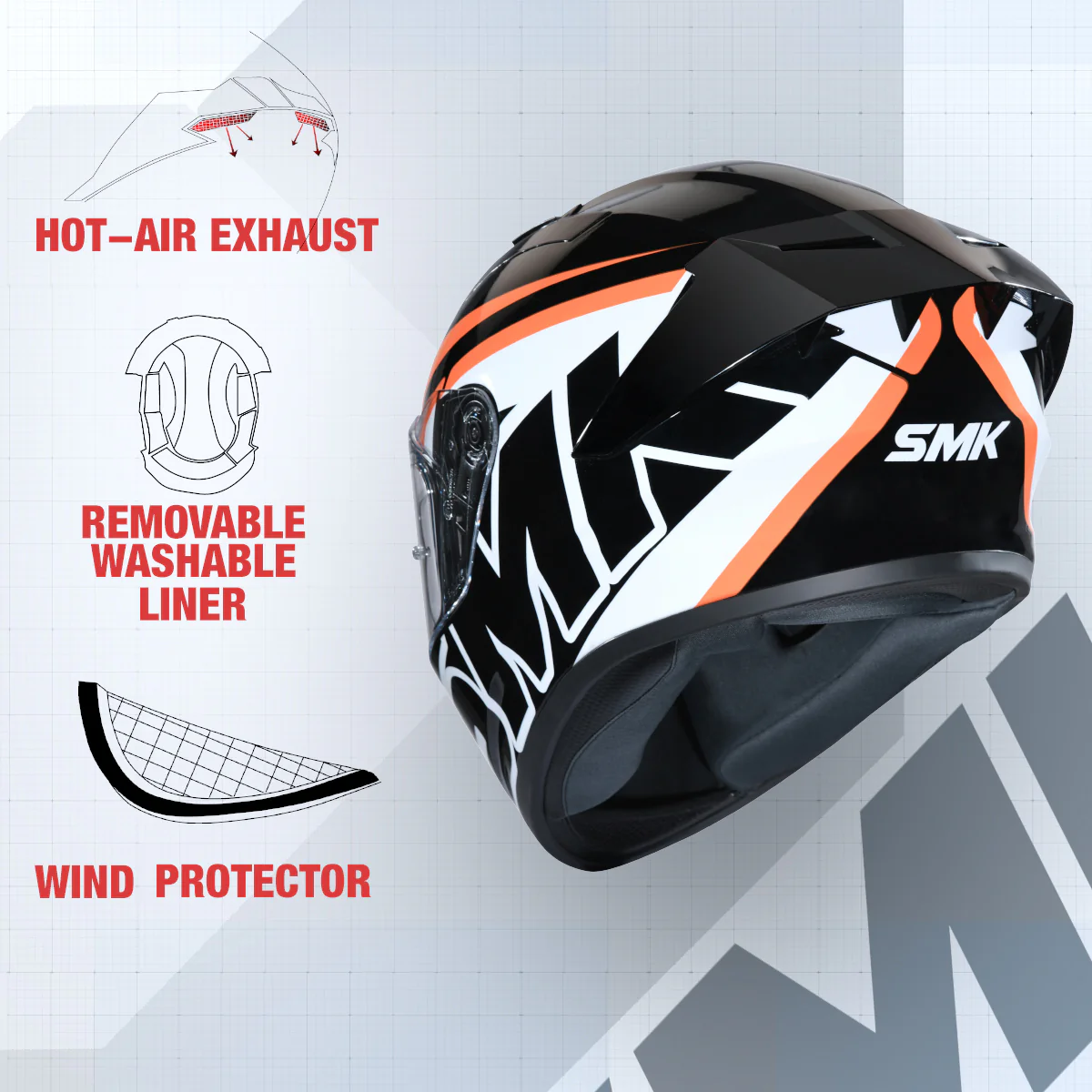 Stellar Stage MA217 - Motorcycle Riding Helmet (Matt Black) - Image 6