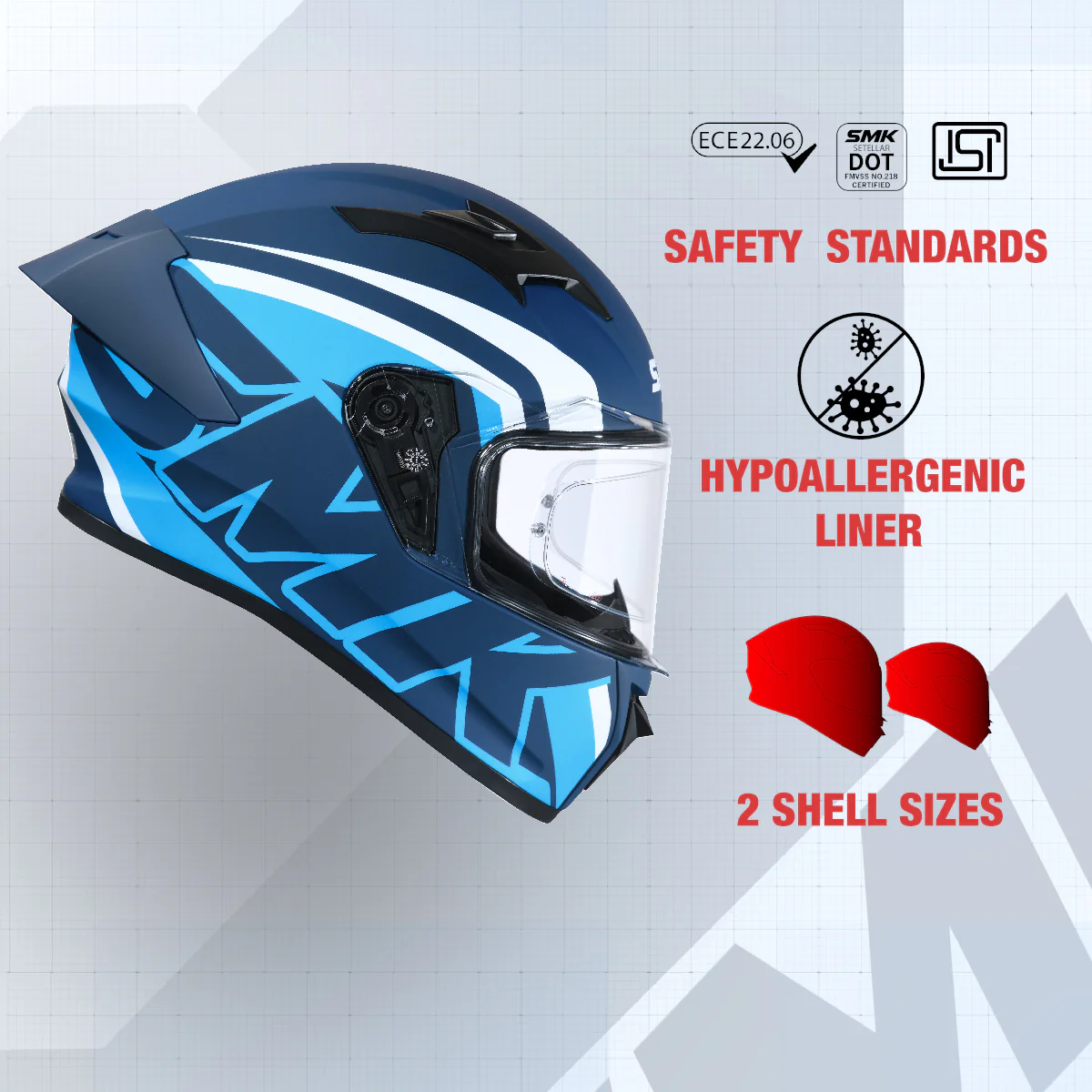 Stellar Stage - Motorcycle Riding Helmet (Matt Blue) - Image 5