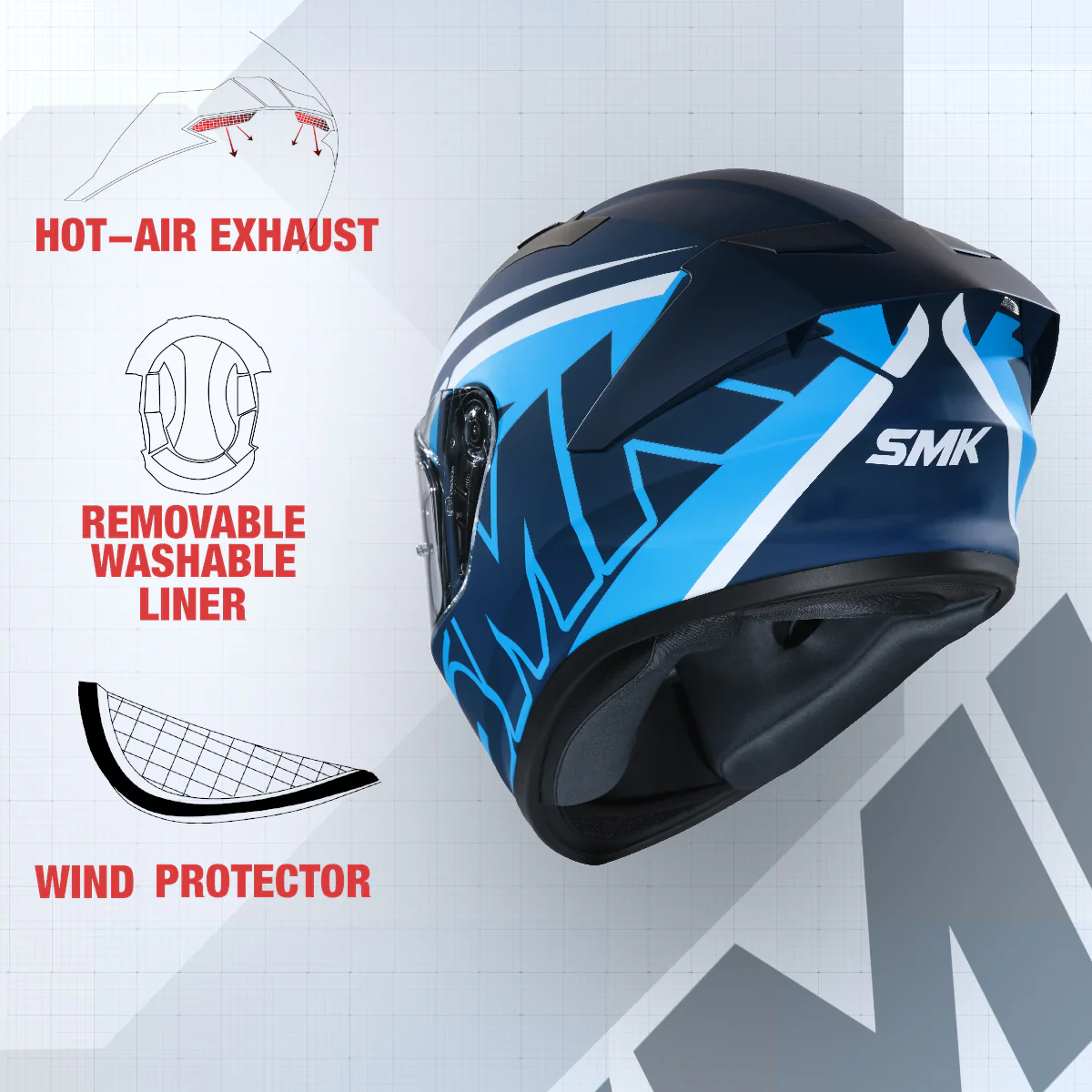 Stellar Stage - Motorcycle Riding Helmet (Matt Blue) - Image 7