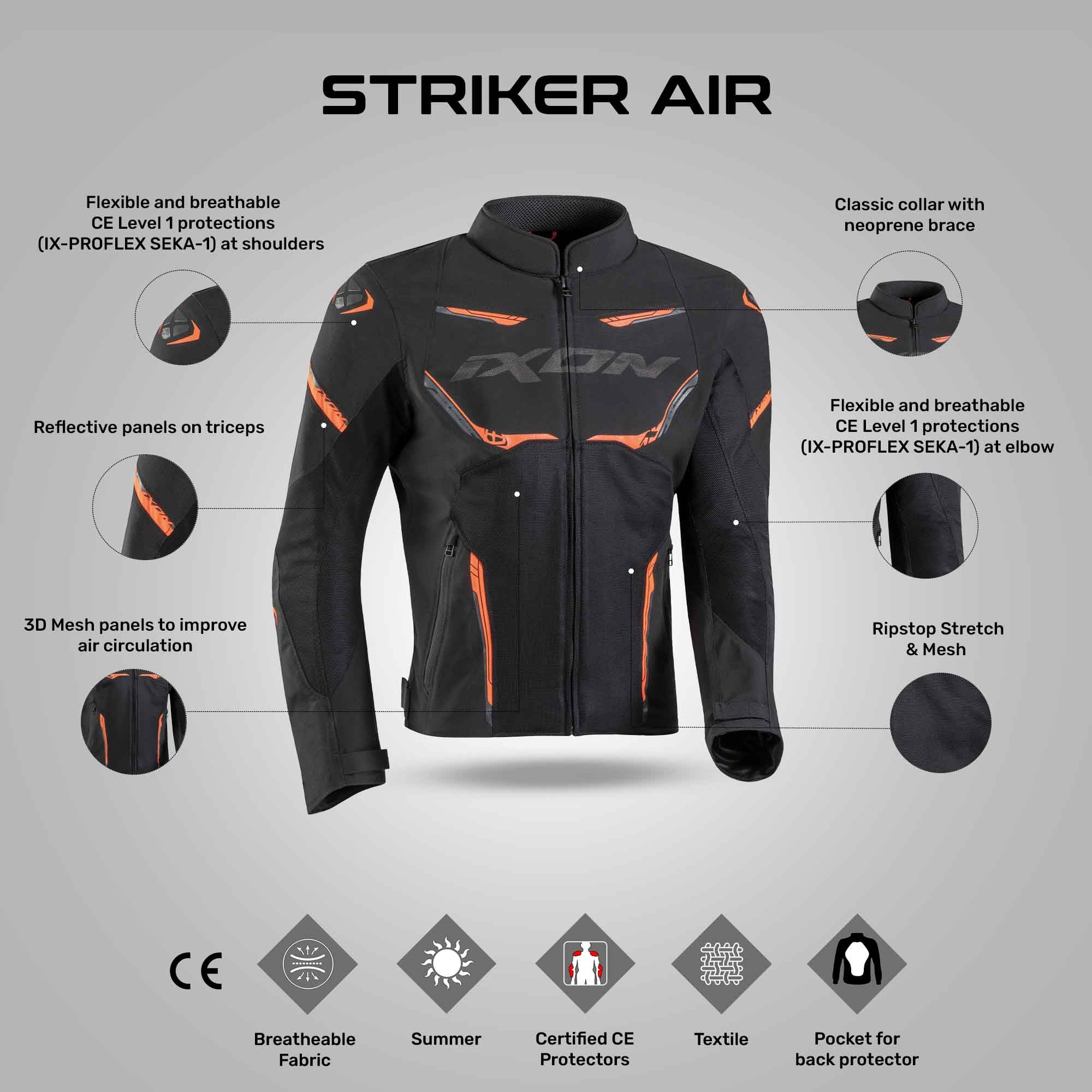 Striker Air - Summer Riding Jacket (Black/Orange) - Image 3