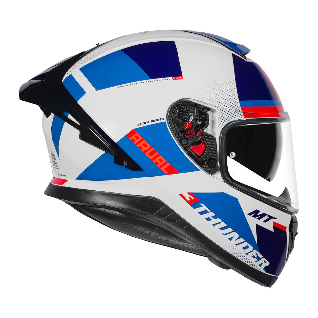 Thunder 3 Sv Pro Arual A0 - Motorcycle Riding Helmet (GlossWhite/Blue) - Image 2