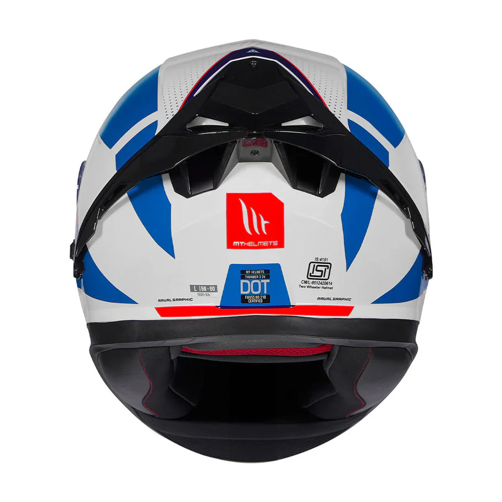 Thunder 3 Sv Pro Arual A0 - Motorcycle Riding Helmet (GlossWhite/Blue) - Image 4