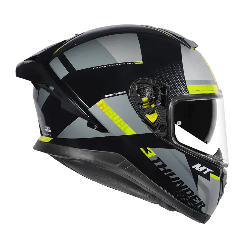 Thunder 3 Sv Pro Arual B13 - Motorcycle Riding Helmet (Gloss Grey/Black/Fluor Yellow) - Image 2