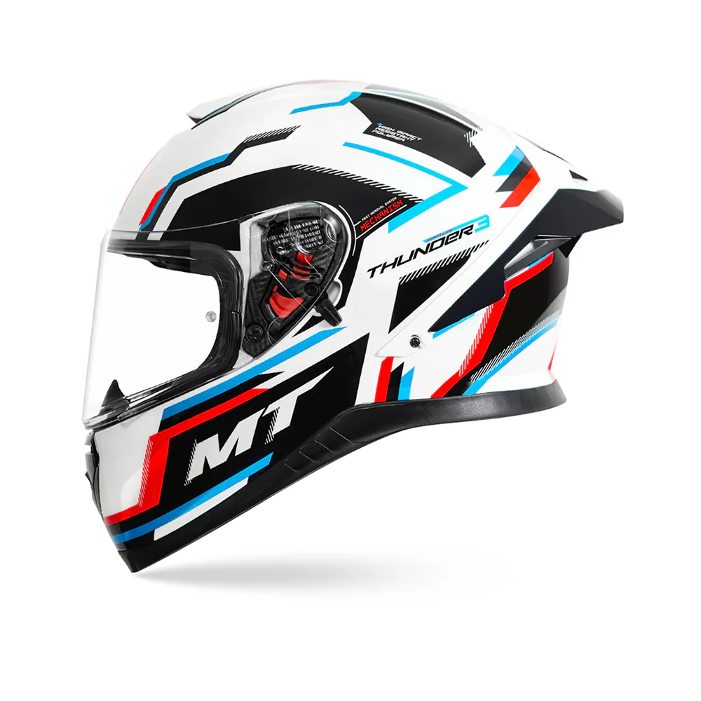 Thunder 3 Sv Pro Blaze A7 - Motorcycle Riding Helmet (Gloss White/Fluor Blue/Red)