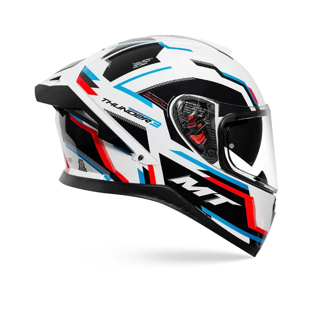 Thunder 3 Sv Pro Blaze A7 - Motorcycle Riding Helmet (Gloss White/Fluor Blue/Red) - Image 2