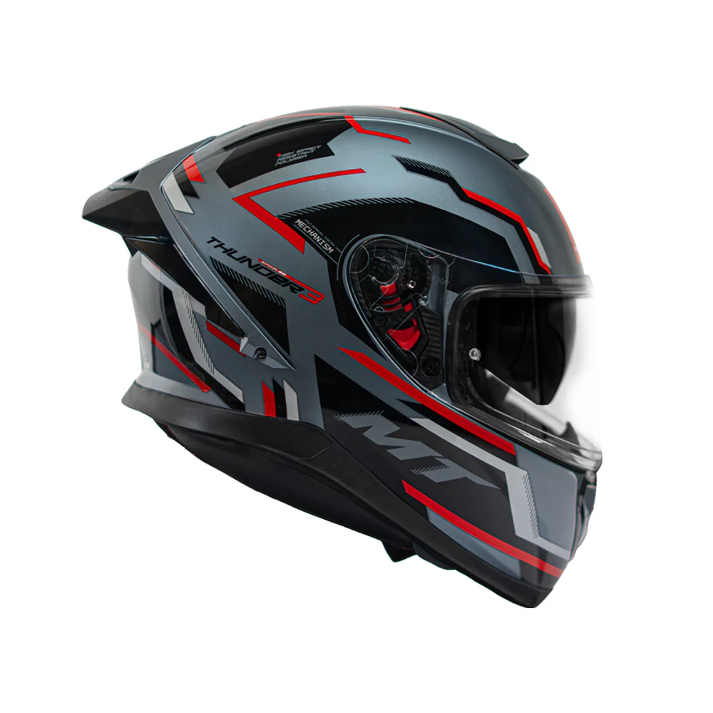 Thunder 3 Sv Pro Blaze C2 - Motorcycle Riding Helmet (Gloss Grey/Black/Red) - Image 2