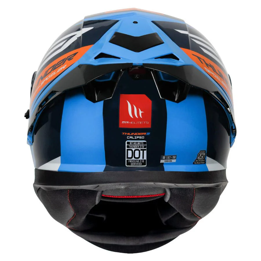 Thunder 3 SV Pro Calipso - Motorcycle Riding Helmet (Gloss Blue/Orange) - Image 4