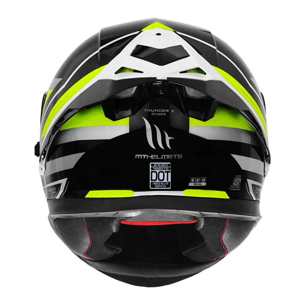 Thunder 3 SV Pro Damer - Motorcycle Riding Helmet (Gloss Black/ Fluor Yellow) - Image 4