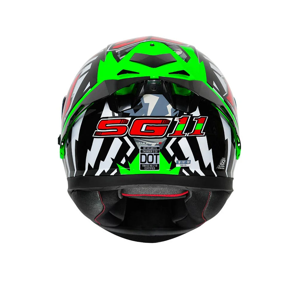 Thunder 3 SV Pro Sergio Garcia - Motorcycle Riding Helmet (Gloss Green/White) - Image 4