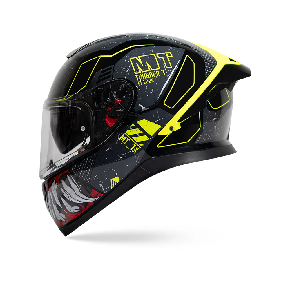 Thunder 3 Sv Pro T-X C2 - Motorcycle Riding Helmet (Gloss Black/Fluor Yellow)