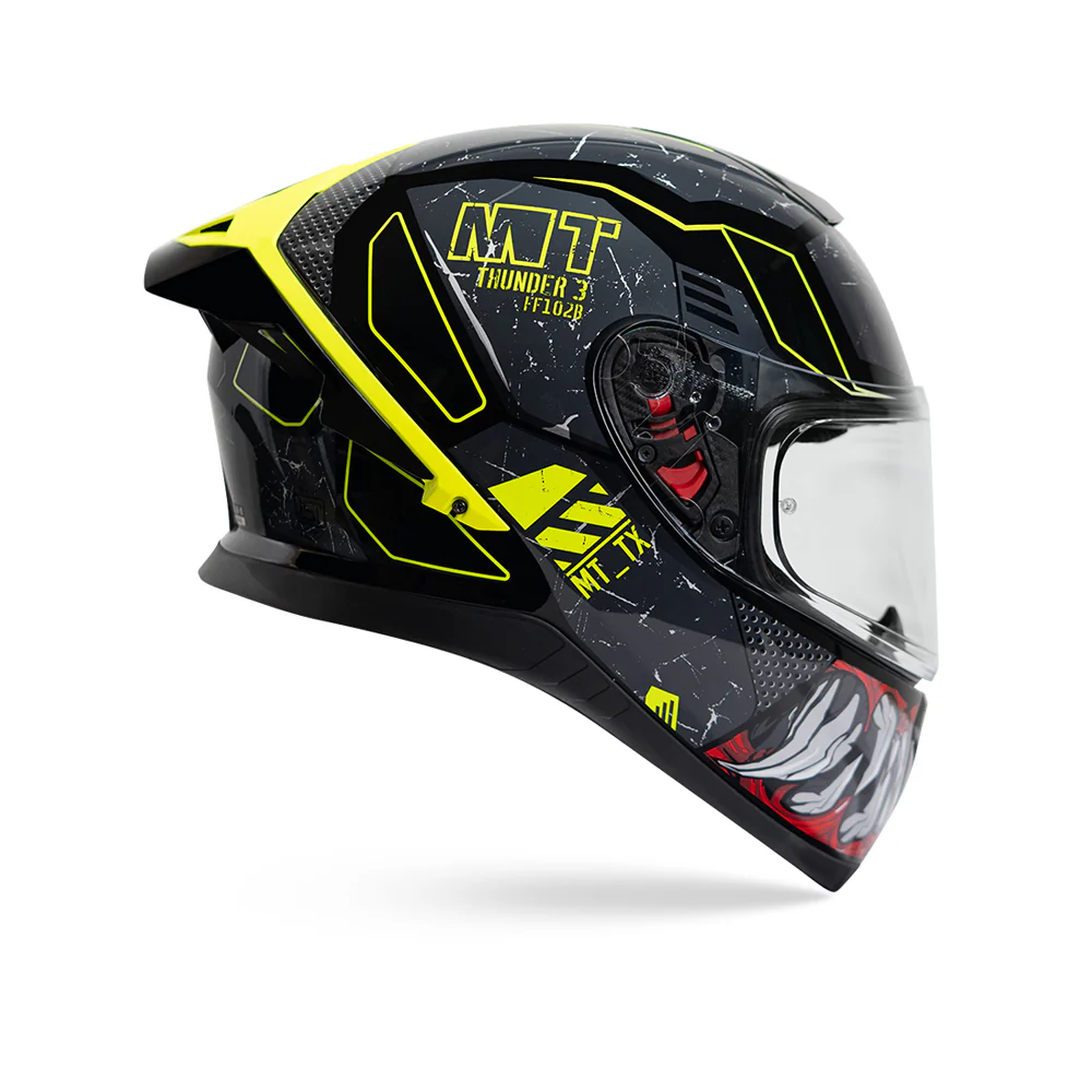 Thunder 3 Sv Pro T-X C2 - Motorcycle Riding Helmet (Gloss Black/Fluor Yellow) - Image 2