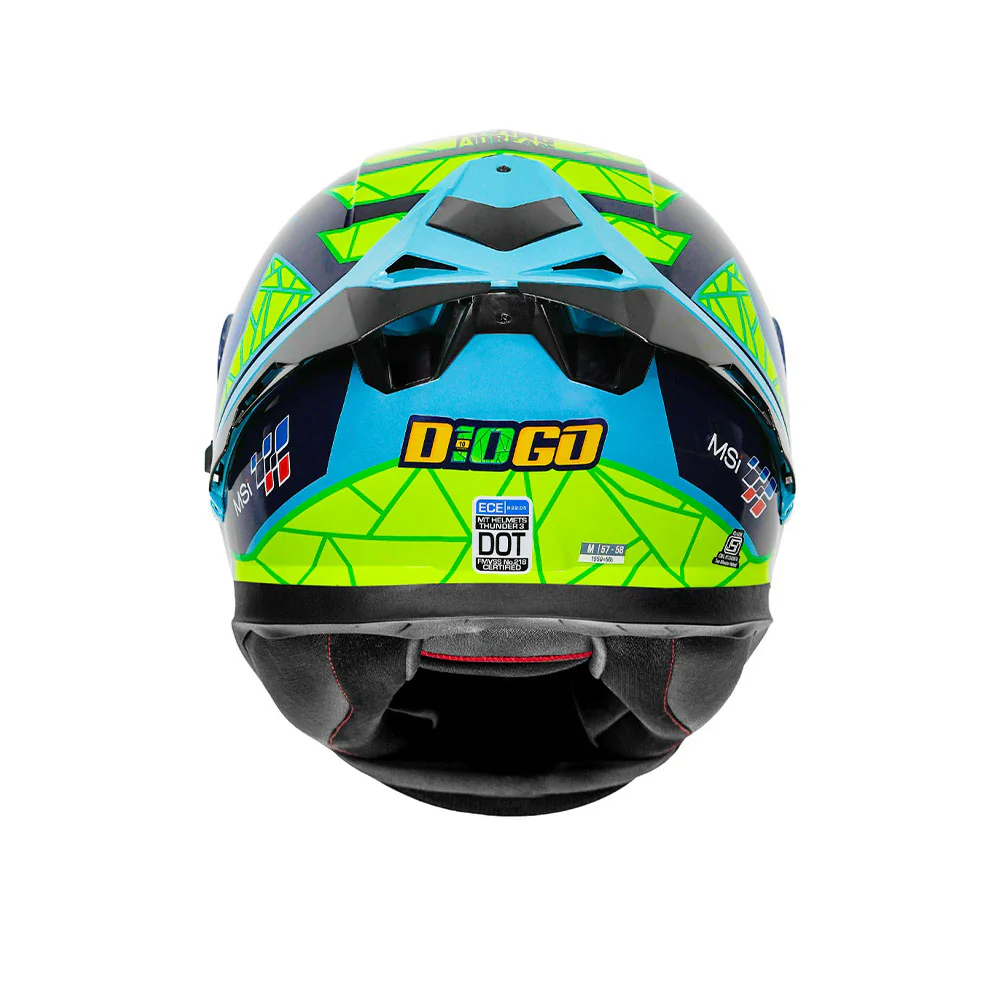 Thunder 3 Pro Diogo Moreria - Motorcycle Riding Helmet (Gloss Fluor Blue/Fluor Yellow) - Image 4