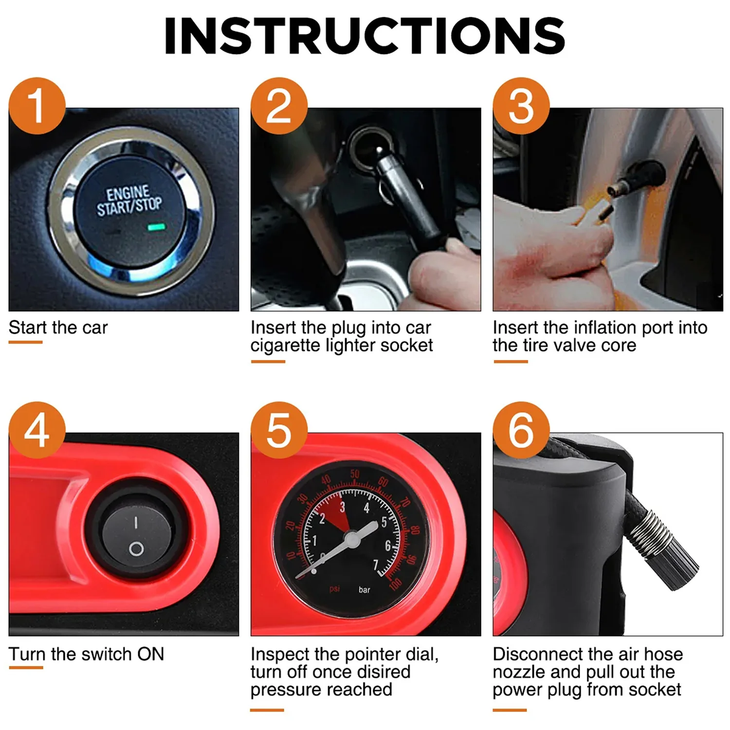 Tire Inflator Machine Dual Port for Car and Bike - Image 5