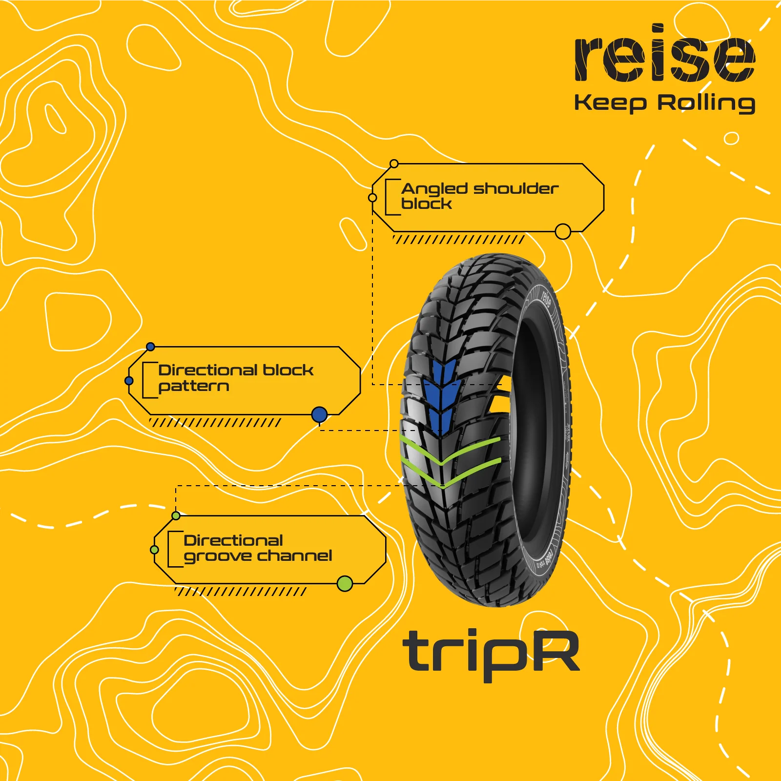 tripR 01  90/90-12 54J Front/Rear Tubeless Tyre - Image 5