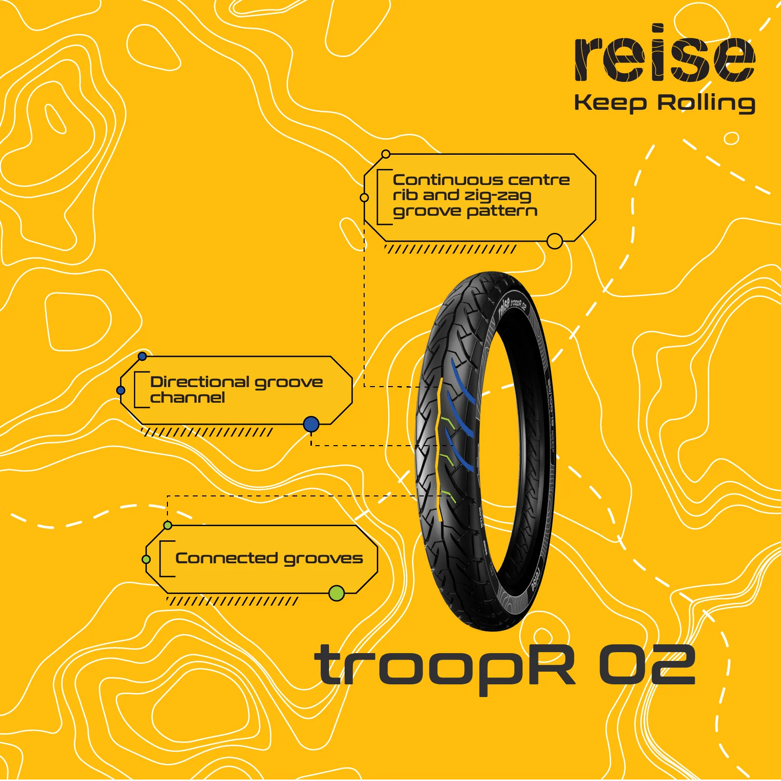 troopR 02  80/100-18 54P Rear Tubeless Tyre - Image 5