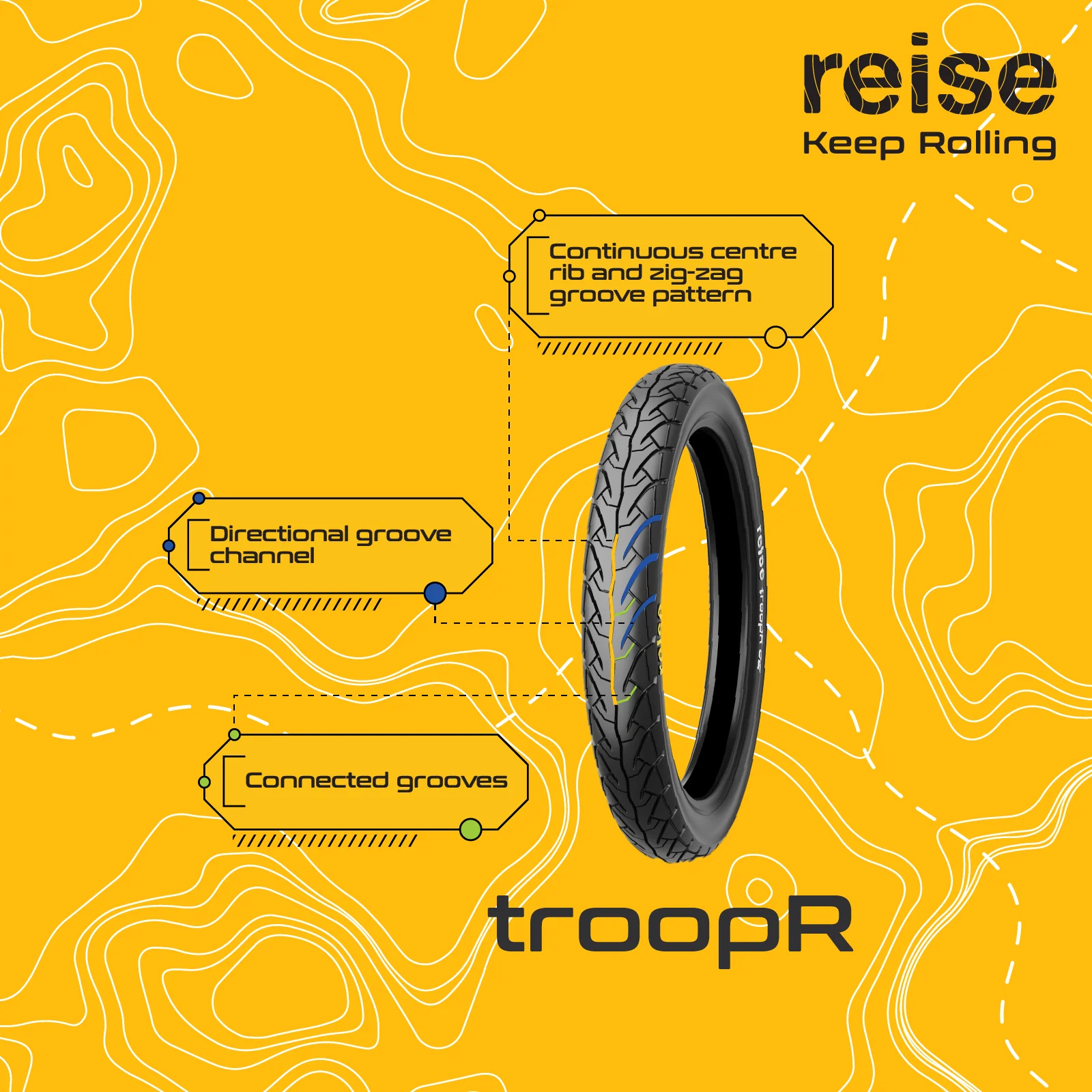 troopR 03  80/100-18 54P Rear Tubeless Tyre - Image 5
