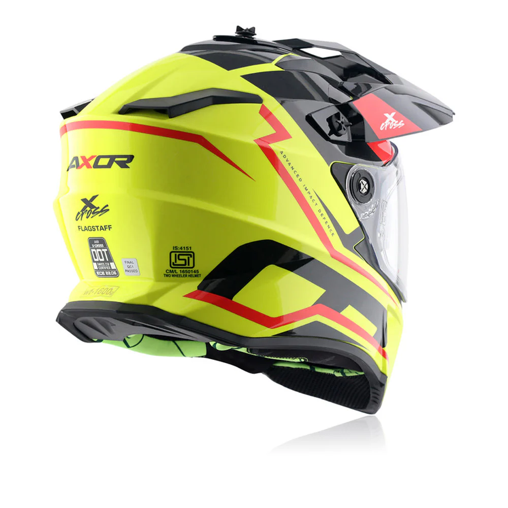 X-Cross Flagstaff - Dual Visor Off Road Riding Helmet (Neon Yellow/Black) - Image 3